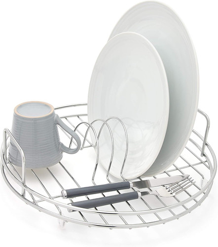 Circular chrome dish drainer - chrome,